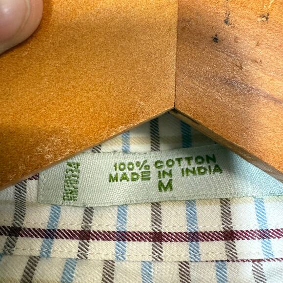 Orvis M White Check Button Down Shirt Woven Cotton Casual‎ Formal Wedding Guest - Picture 7 of 8